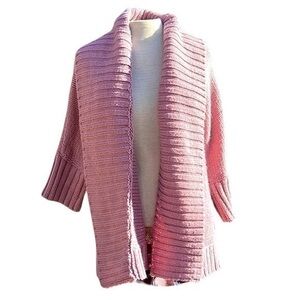 Loft Outlet Knitted Cardigan Sweater with 3/4 sleeves, womens size medium, Pink